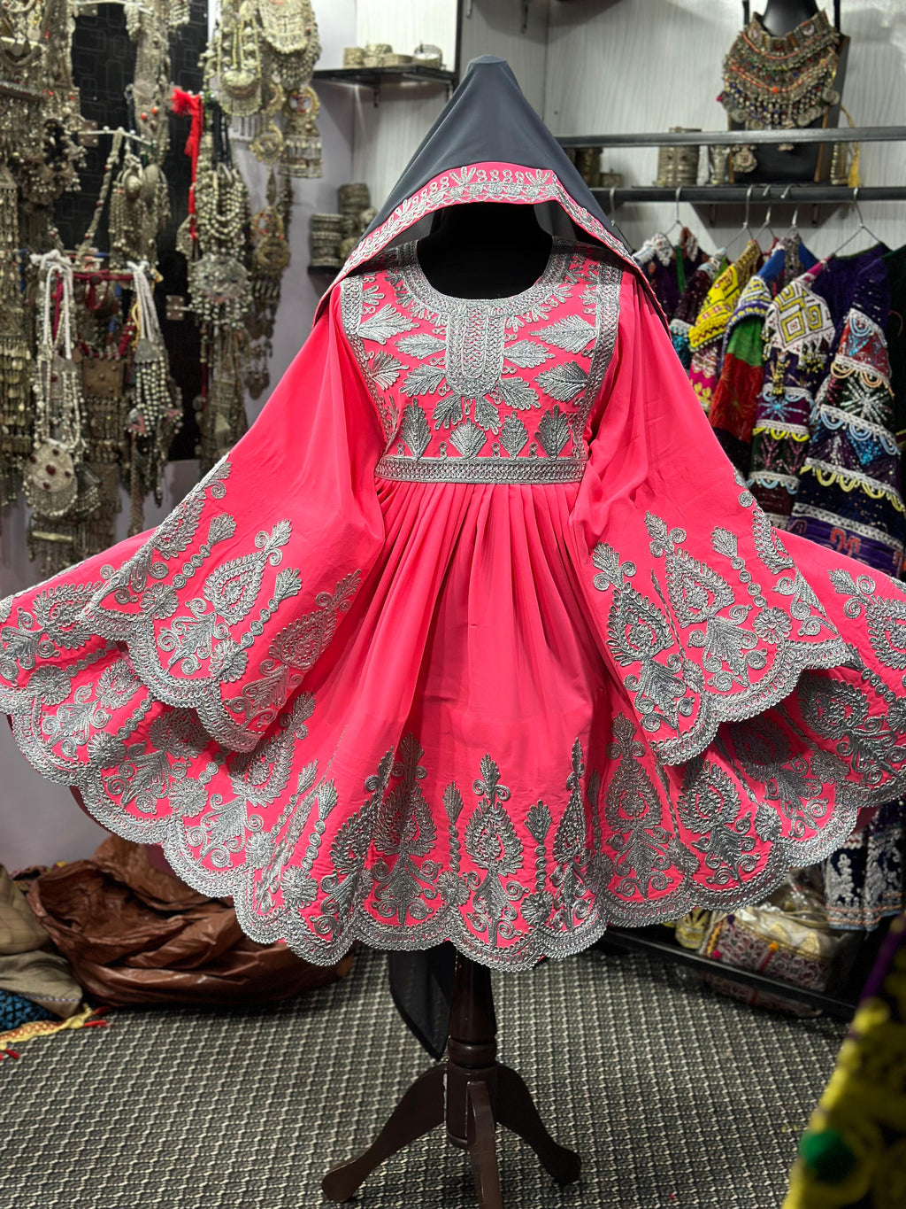 Pink/ Grey Afghan Kuchi Dress preordered only