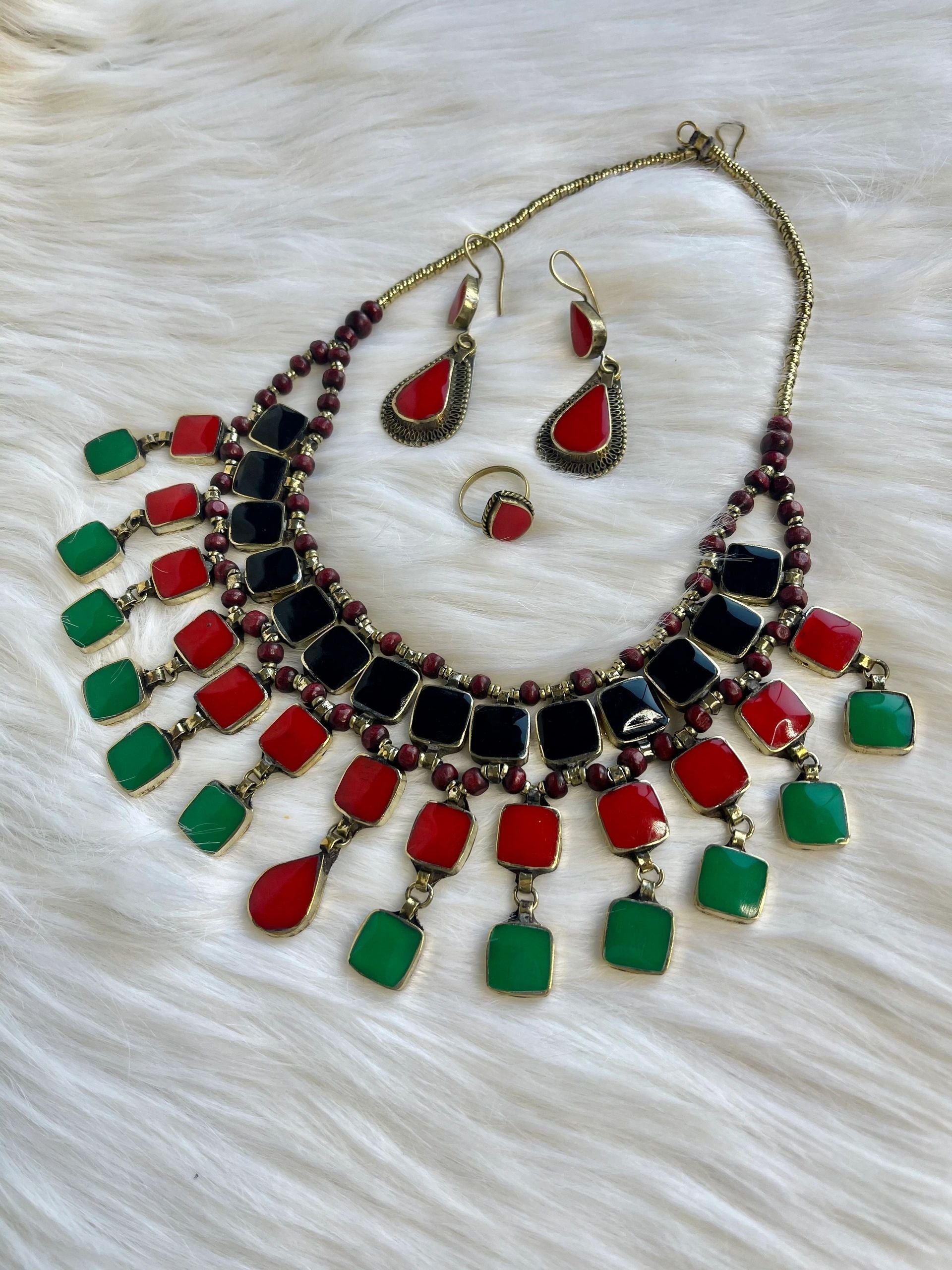 Afghan flag colours necklaces