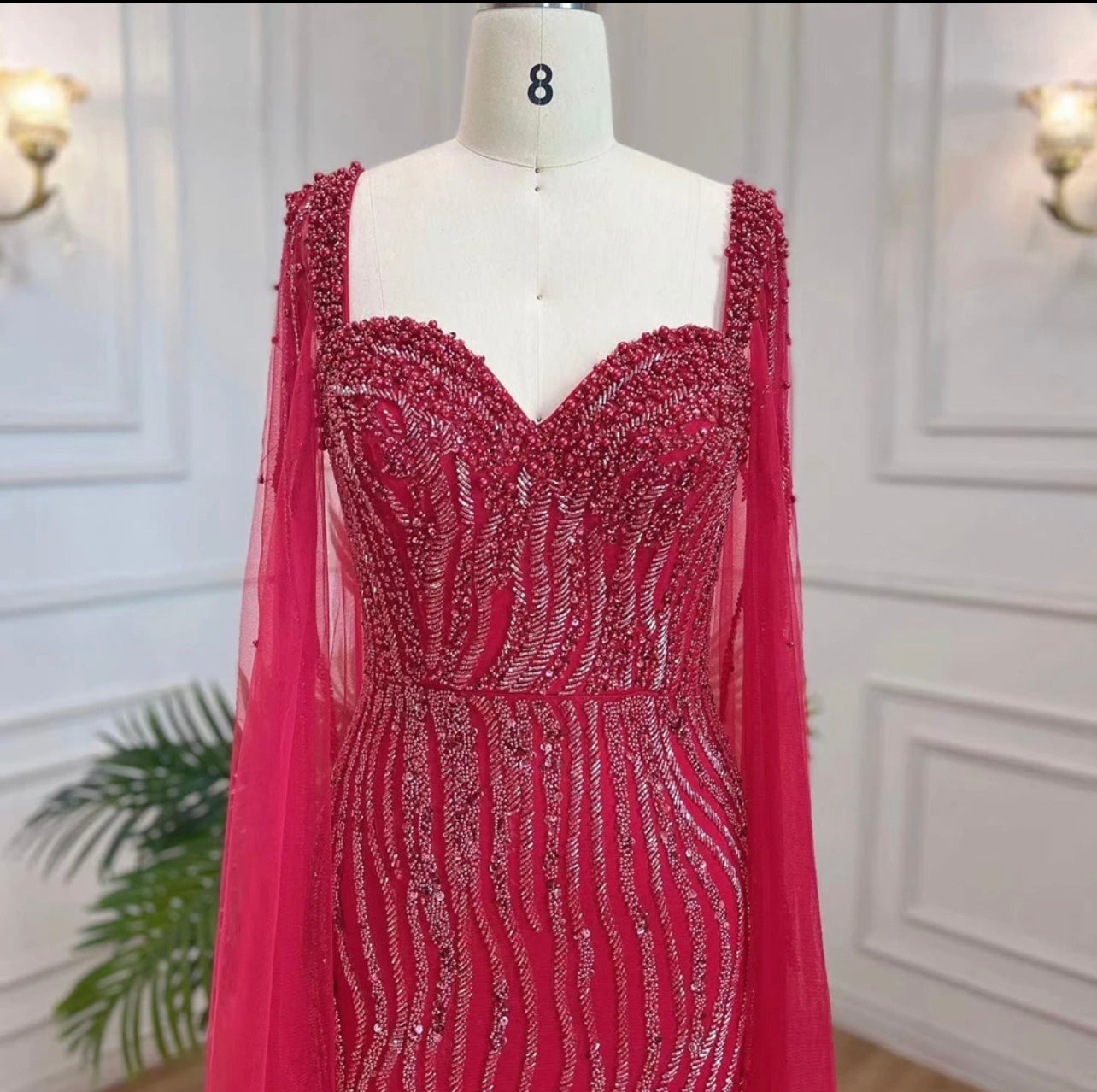 Cape Sleeves Mermaid Evening Dresses