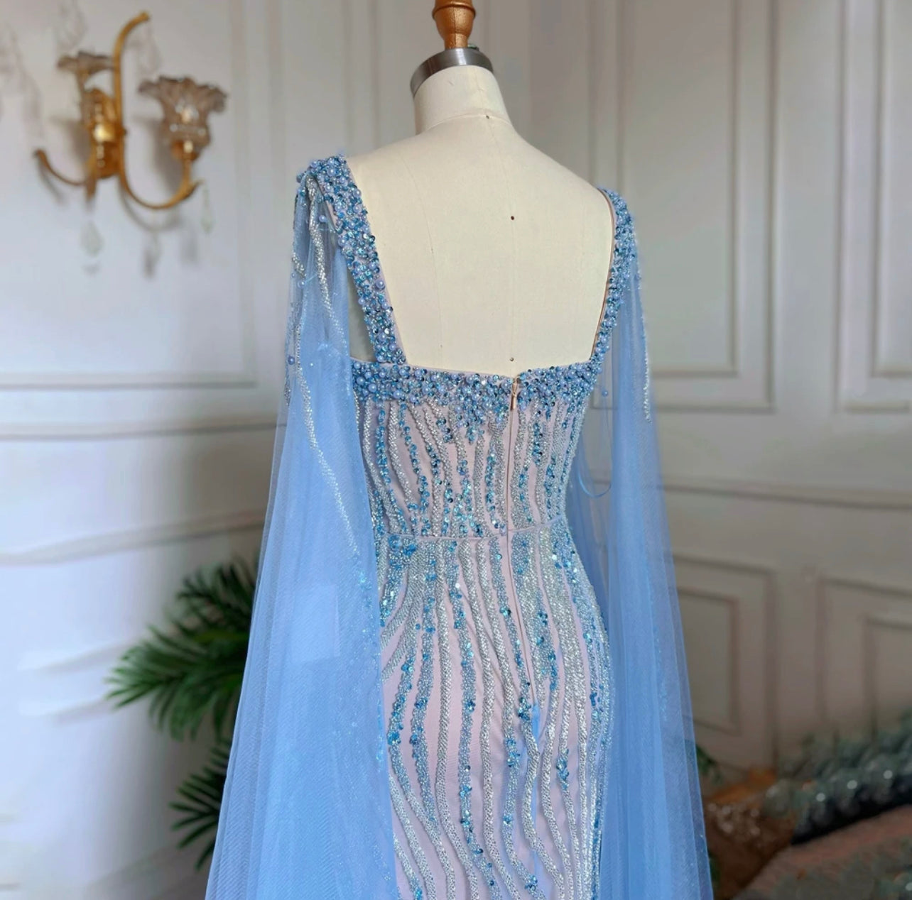 Cape Sleeves Mermaid Evening Dresses