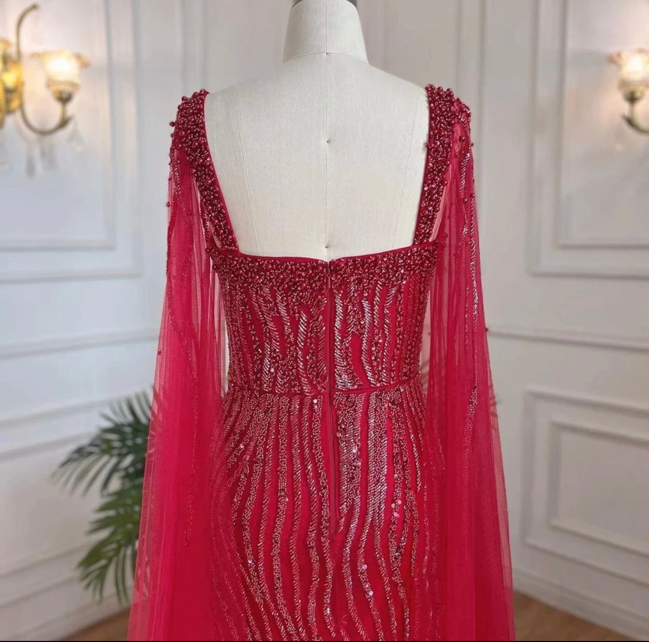 Cape Sleeves Mermaid Evening Dresses