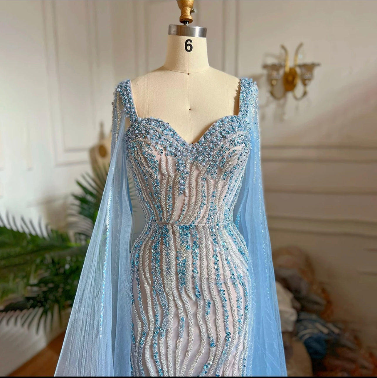 Cape Sleeves Mermaid Evening Dresses