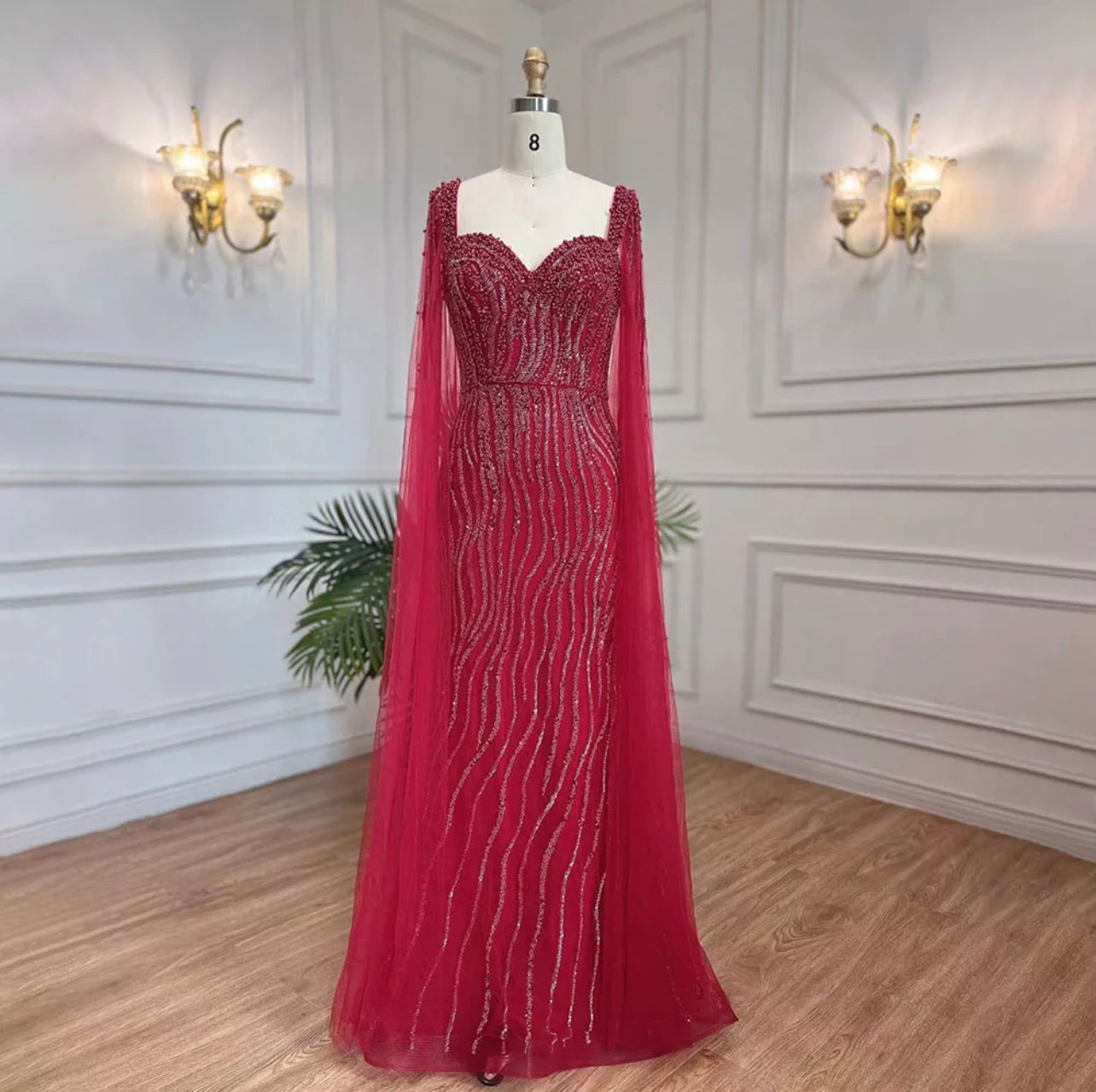 Cape Sleeves Mermaid Evening Dresses